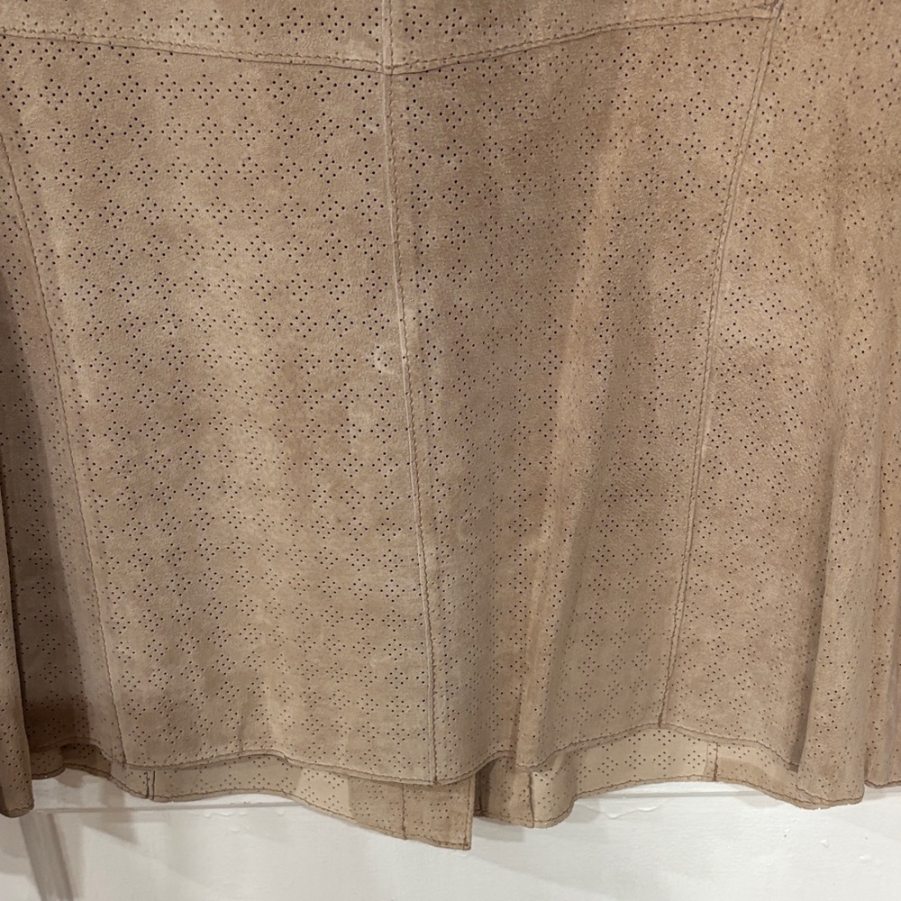 Bernardo Beige Suede Button-Up Shirt - Picture 8 of 13